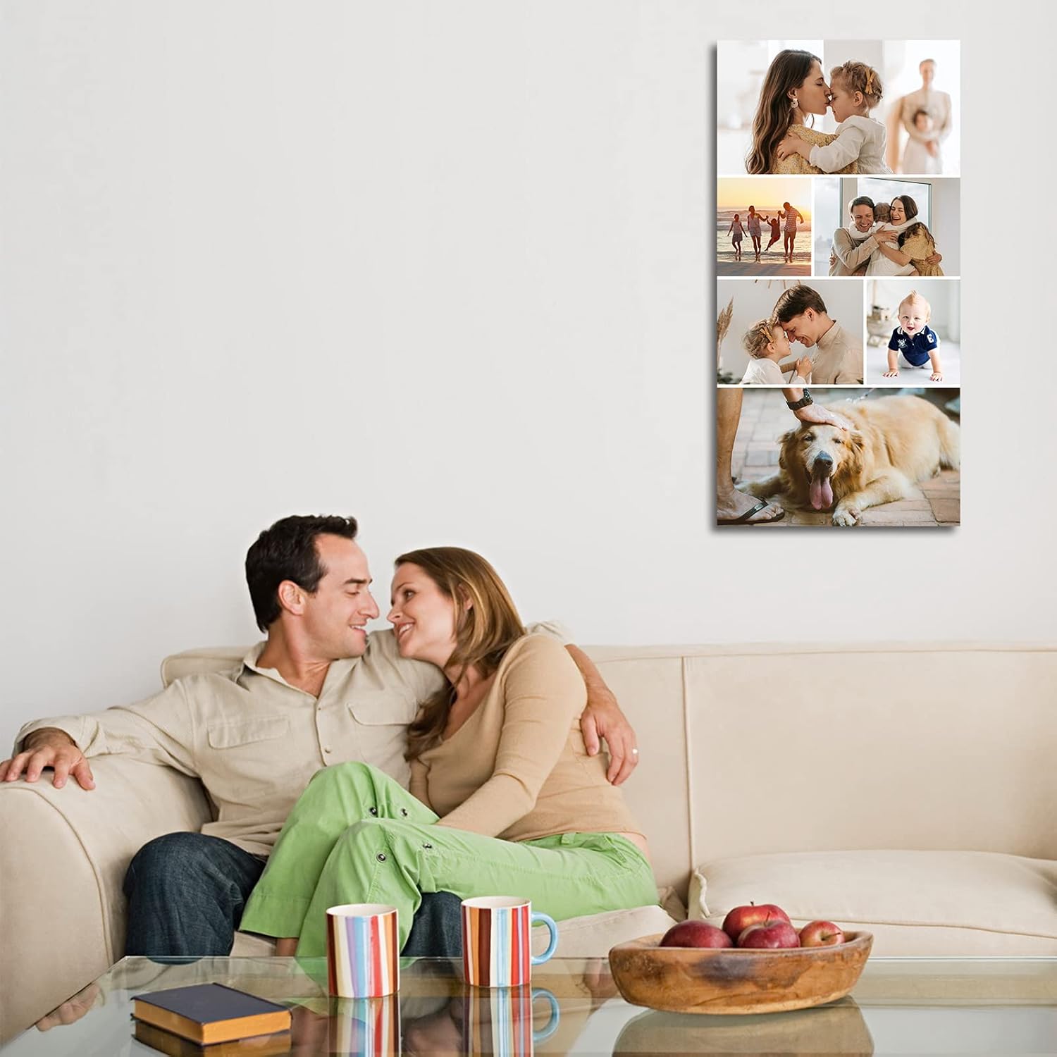 Collage Canvas Prints with Your Photos Personalized Multi Pictures for Wall Custom Family Wedding Baby Pet Dog Photo to Canvas Customized Gifts Home Wall Decor (Collage Photo-12, Framed)