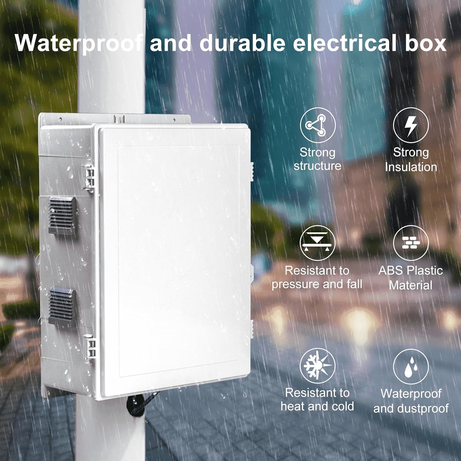 Outdoor Electrical Junction Box, ABS Water Resistant Enclosure with Internal Mounting Panel & Hinged Cover, 16.1" H* 12.2" L* 5.9" W