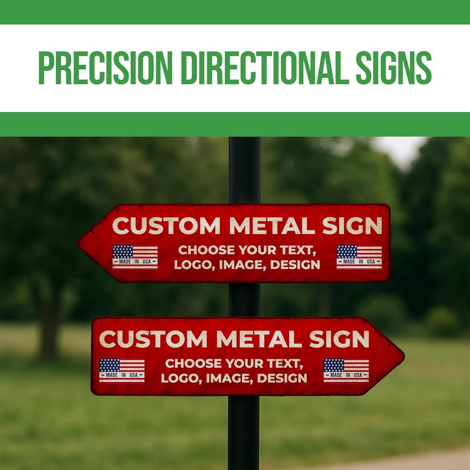 Custom Right Arrow Metal Sign by BCB | Directional Signs for Indoor & Outdoor Use | Personalized Rust-Free Metal Yard Display | Weatherproof Road Arrow Marker | Multiple Sizes | Made in USA