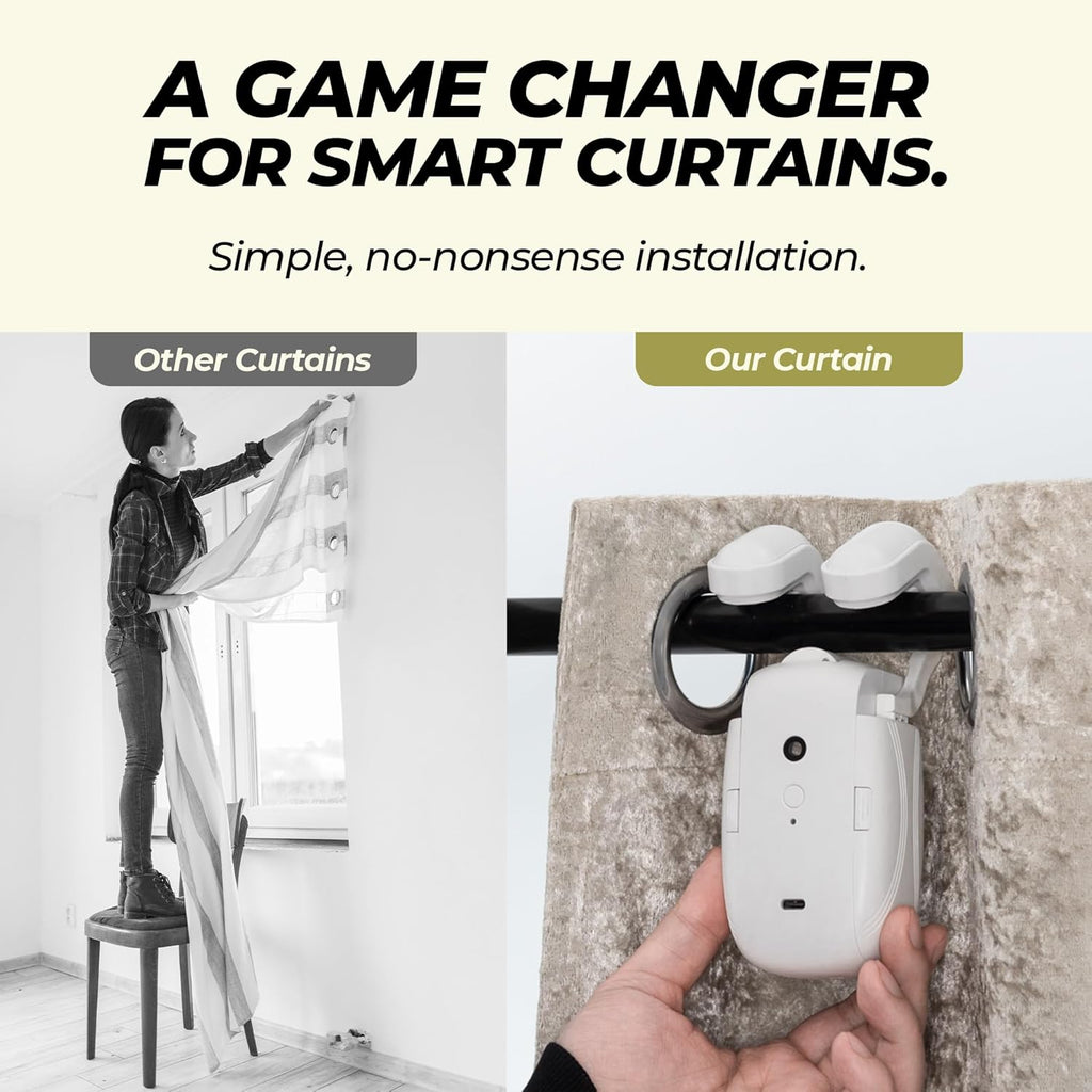 Smart Curtain Openers with Remote Control - High-Performance Motor for Roman, T/U-Shaped Tracks - Automated Opening/Closing (WiFi 2PK)