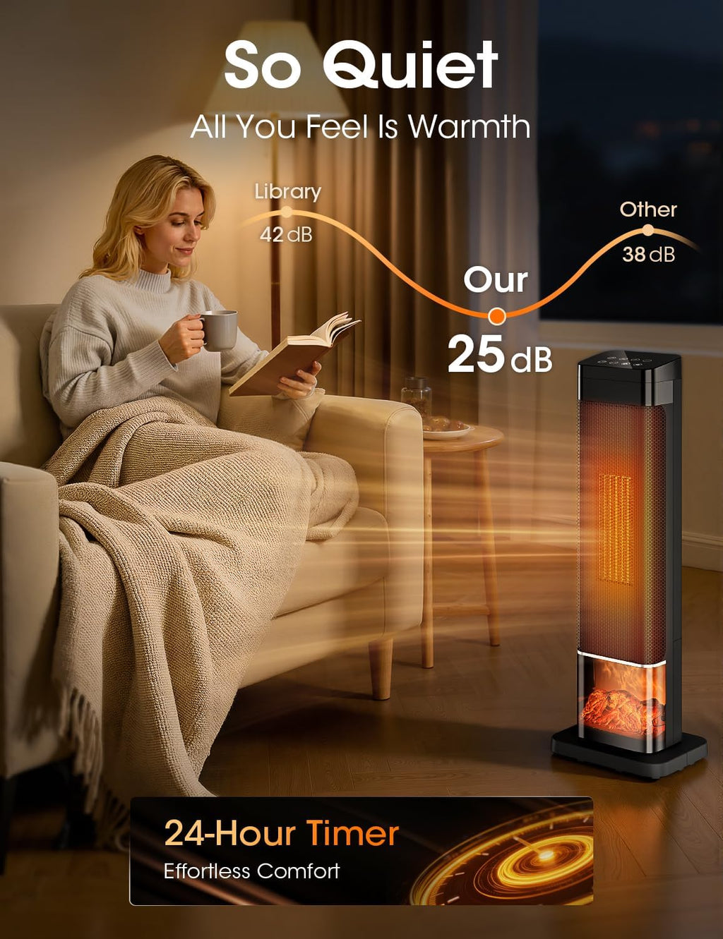 Manastin Space Heaters for Indoor Use, Electric Heaters with Remote, Adjustable Thermostat, 120° Oscillation, 24H Timer, Child Lock & Safety Protection, Portable Heater for Large Room, Office, Garage