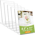 6 Pack Acrylic Sign Stand Holders, 8.5 x 11 Clear Plastic L Shape Table Paper Display Stand, Suit for Displaying Posters, Picture, Flyers, Menu