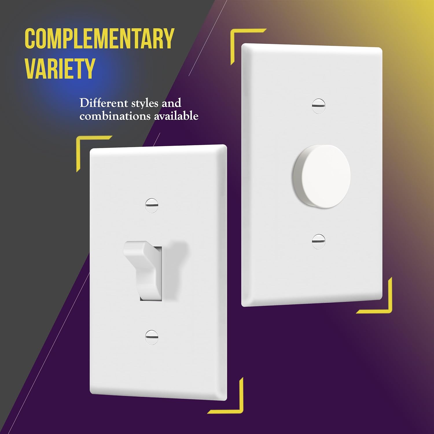 ENERLITES Light Switch Cover Plate, Toggle Wall Plate Cover, Size 1-Gang 4.50" x 2.76", Unbreakable Polycarbonate Thermoplastic, 8811-W-10PCS, White (10 Pack)