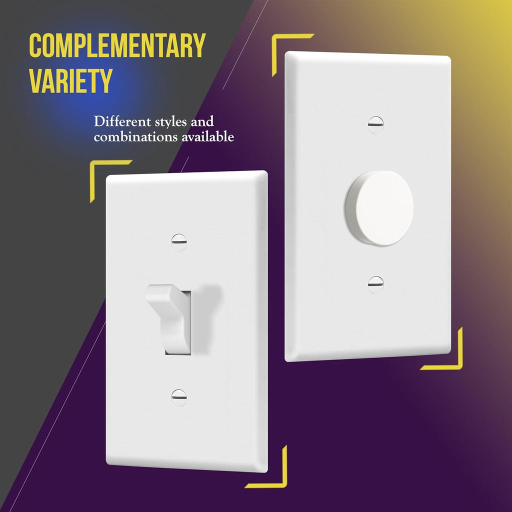 ENERLITES Toggle Light Switch Wall Plate, Gloss Finish, Size 1-Gang 4.50" x 2.76", Unbreakable Polycarbonate Thermoplastic, 8811-W, White
