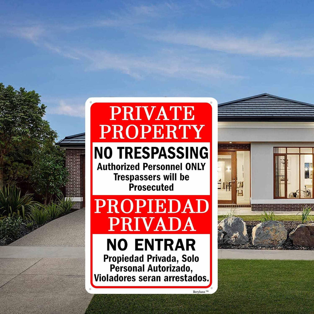 Private Property Sign,No Trespassing Signs,Home Safety Warning Sign,Outdoor Safety Sign, "Private Property - No Trespassing" 16"x24" Aluminum Sign