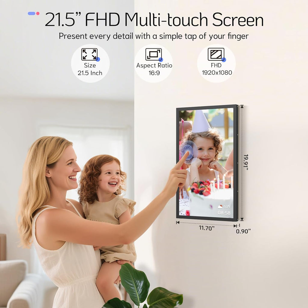 NexFoto 21.5 Inch Touchscreen Large Digital Picture Frame 64GB, WiFi Digital Photo Frame, Add Photos from Google Photos, Share Videos via App/USB/Micro SD, for Christmas/Mom/Grandparents, Black