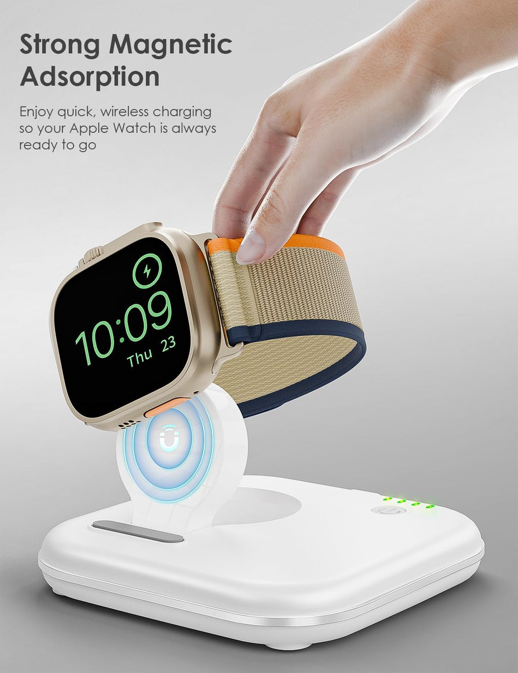 Portable for Apple Watch Charger 2000mAh - Foldable Magnetic Power Bank for Series 2-10/SE/Ultra1/2, Emergency Backup Charger with Type-C Travel Cable