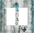 Decorative Outlet Covers Rustic Teal Daisy Floral Flowers Butterfly Wood Grain 2 Gang Double GFCI Rocker Electrical Wall Panels Light Switch Cover Plate for Bathroom Bedroom Decor
