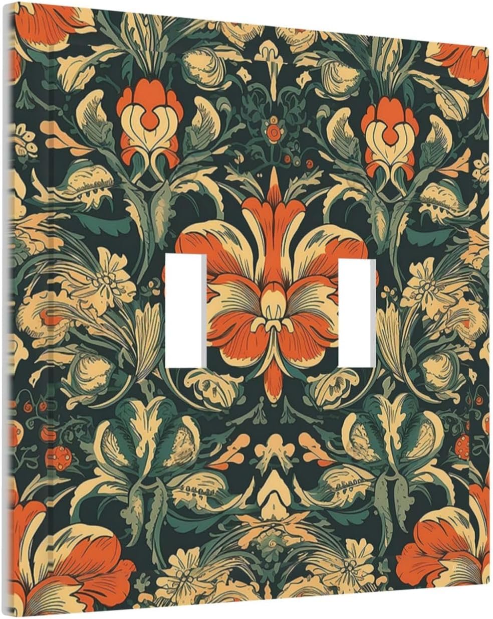 Decorative Switch Plates William Morris Abstract Floral Plant Pattern Orangeyellowgreen 2 Gang Double Toggle Outlet Light Switch Cover Wall Plate Electrical Faceplate for Bedroom living Room