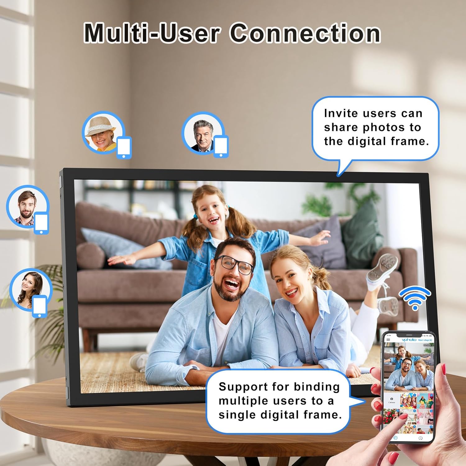 Large Digital Picture Frame 21.5 inch WiFi-Photo-Frame - 32GB, 1920x1080 IPS FHD, Auto Rotate, Load Photos Videos from Phone via App Email, Free Cloud Storage, Wall Mounted, Gift for Father Mother