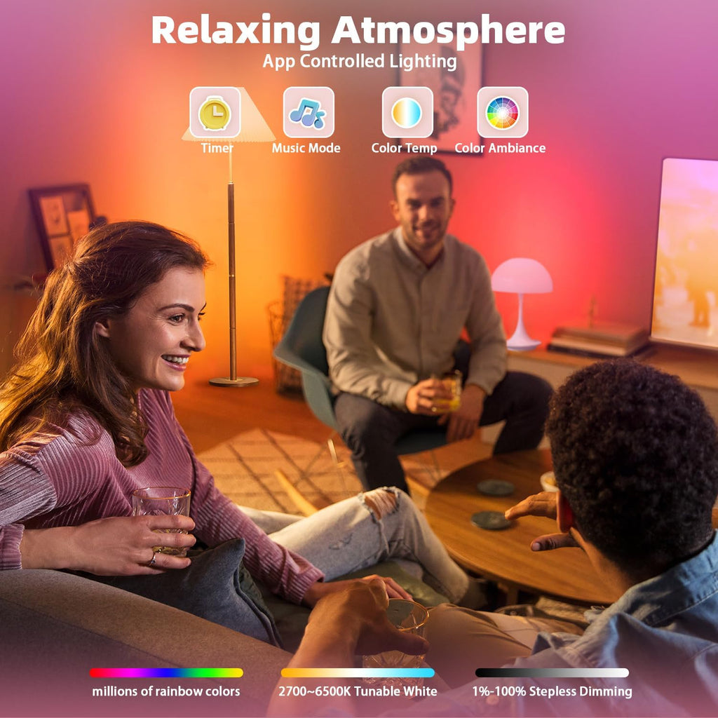 Smart Light Bulbs 6Pack with Remote, Color Changing Light Bulbs Work w/Alexa Google Home, 9W A19 E26 800LM Colored LED Bulb, 2.4GHz Only, 50+ DIY Scenes, App & Voice Control WiFi Light Bulbs