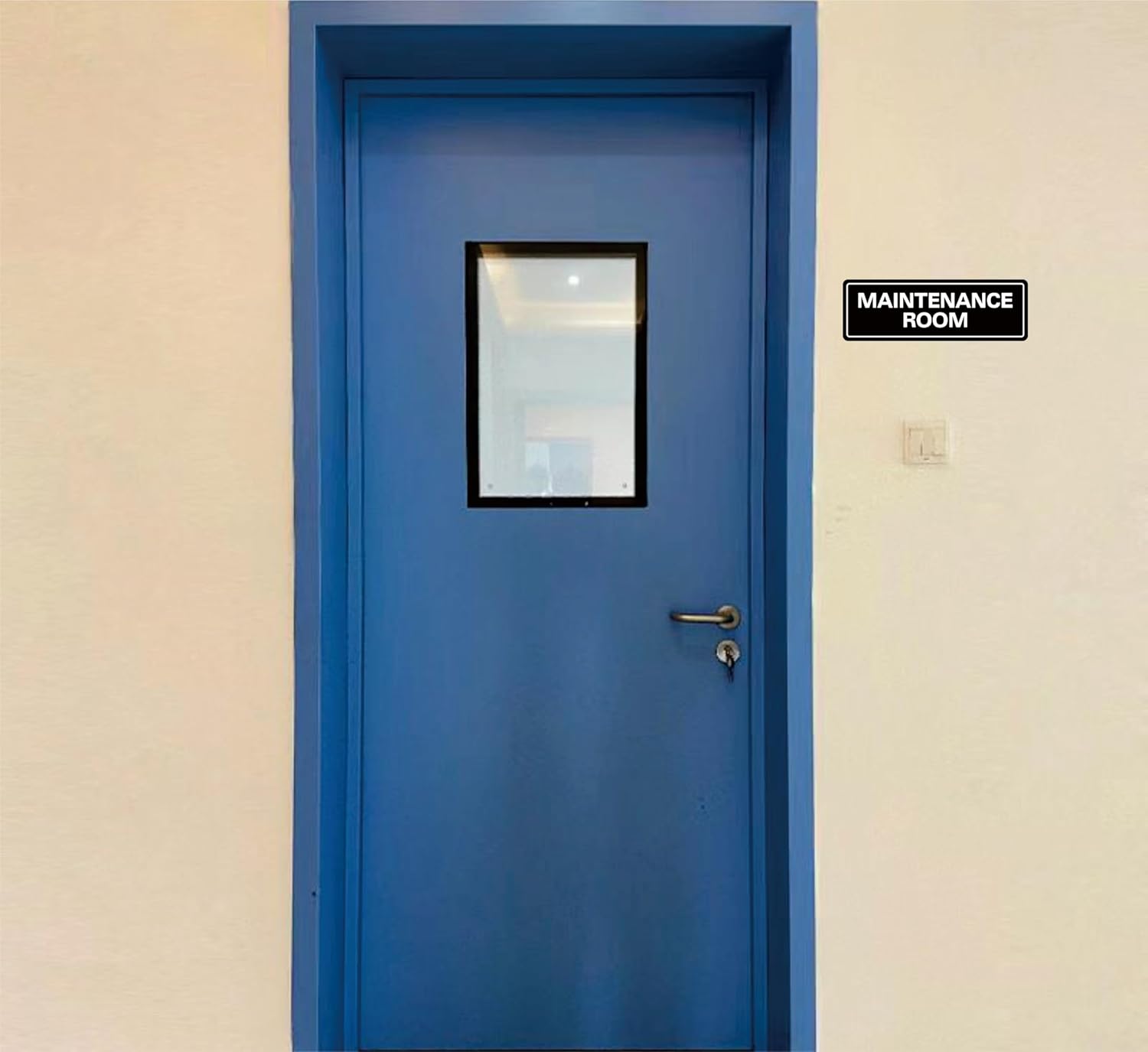 Maintenance Room Sign, Premium Durable Acrylic Material, Super Strong Adhesive, Quick Installation, Suitable for Your Home and Business (9 × 3 Inches, Black)