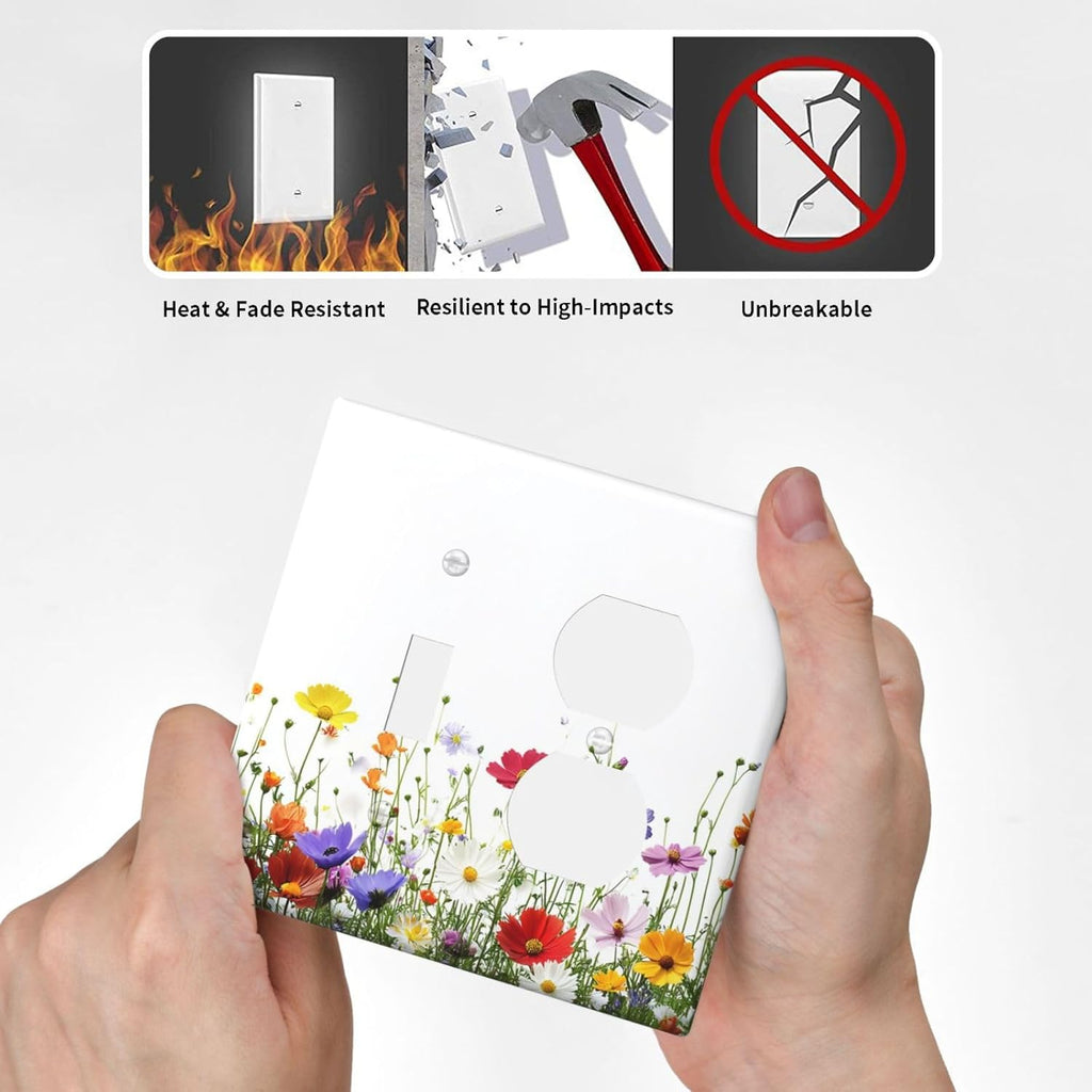 Wallplates Colorful Wildflowers Plant Floral Daisy 1 Toggle 1 Duplex Switch Plate Electrical Gfci Faceplate Decorative Light Switch Covers For Bed Room Living Room Decor