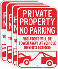 GicnKeuz Large No Parking Signs,18x12 Inches Private Property Signs, Violators Will Be Towed Away at Vehicle Owner's Expense Sign, Engineer Grade Reflective Aluminum, Fade Resistant ,Indoor or Outdoor Use (4-Pack)