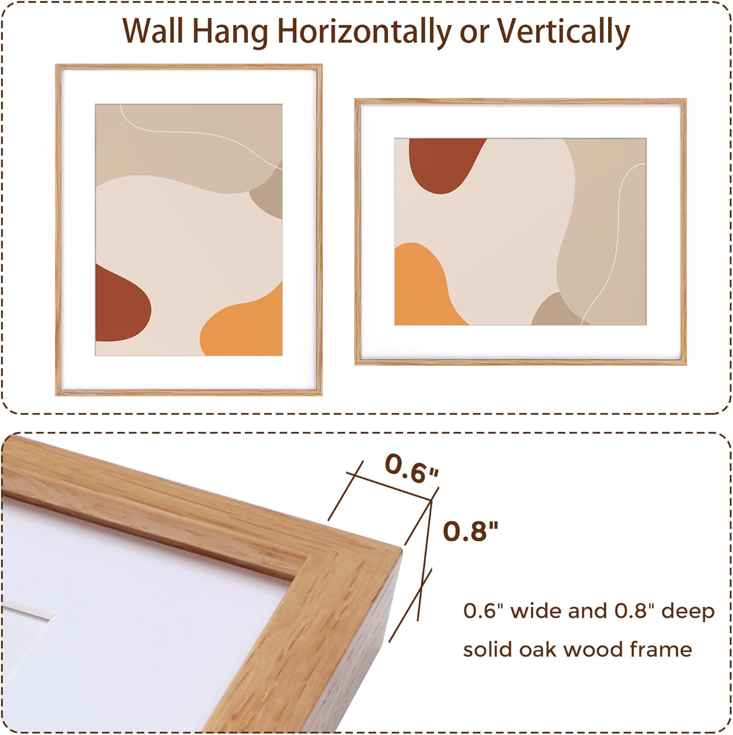 Fun Memories 24x30 Oak Wood Picture Frame, 24"x30" Poster Frame for Wall, Rustic Wood Frame 24x30 with Real Glass, 24 x 30 Frame with Mat for 18 x 24, Large Art Frames (Beige Oak Color, 1 Pack)