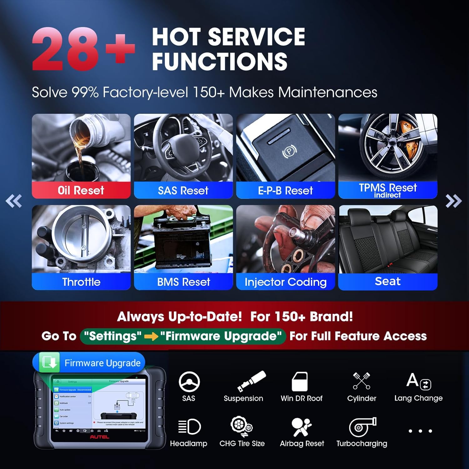 Autel Scanner MaxiCOM MK808S: 2026 Bidirectional Tool as MK808BT Pro MX808S M808Z, Work as MaxiCheck MX900 MK900BT, 28+ Service, Active Test, All System Diagnose, Injector C0ding, FCA Autoauth OS 11