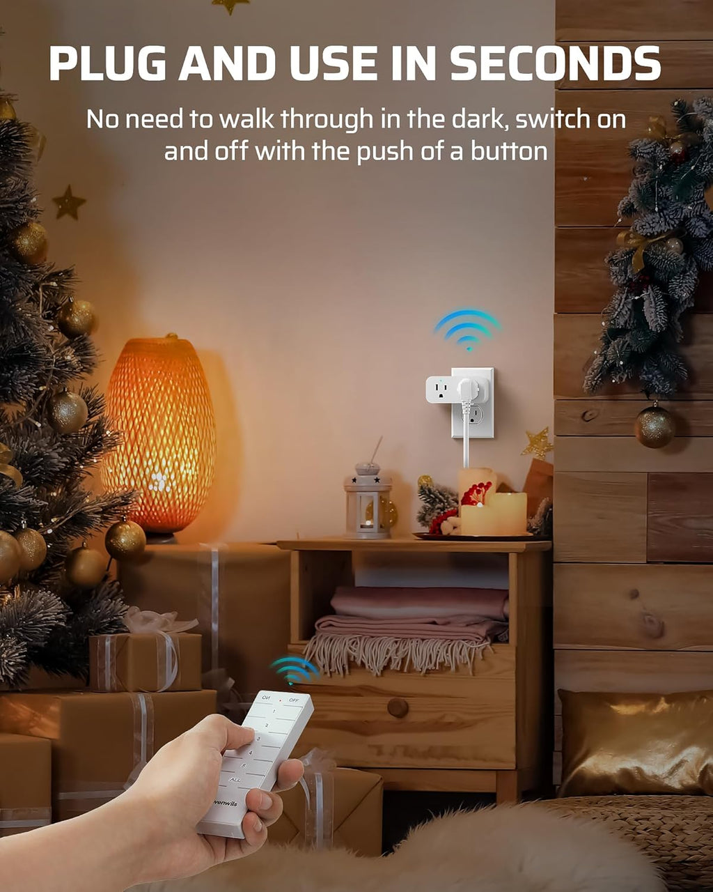 DEWENWILS Remote Control Outlet, Indoor Remote Outlet 2 Pack with 4 Independent Control & 1 All Control, Remote Outlet Switch for Lamp, Fan, Vacs, Christmas Light, 100FT Range, 15A/1875W