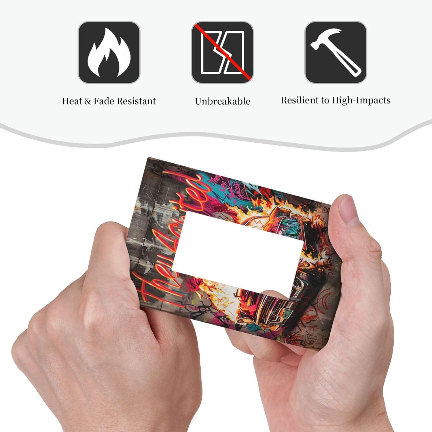 Decorative Outlet Covers Hip Hop Street Graffiti Flame Car 1 Gang Single Rocker Light Switch Cover Plate Wall Plates GFCI Faceplate for Bedroom living Room Decor