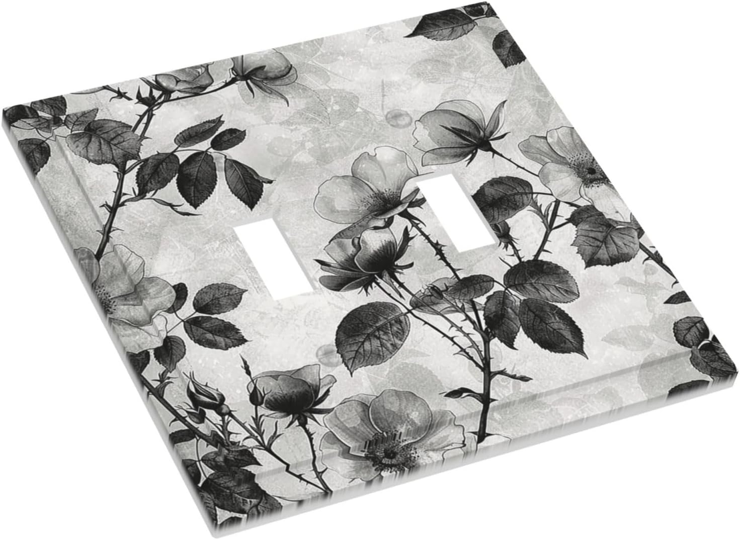 Decorative Switch Plates Black Breezy Watercolor Garden Floral 2 Gang Double Toggle Outlet Light Switch Cover Wall Plate Electrical Faceplate for Bedroom Home Decor
