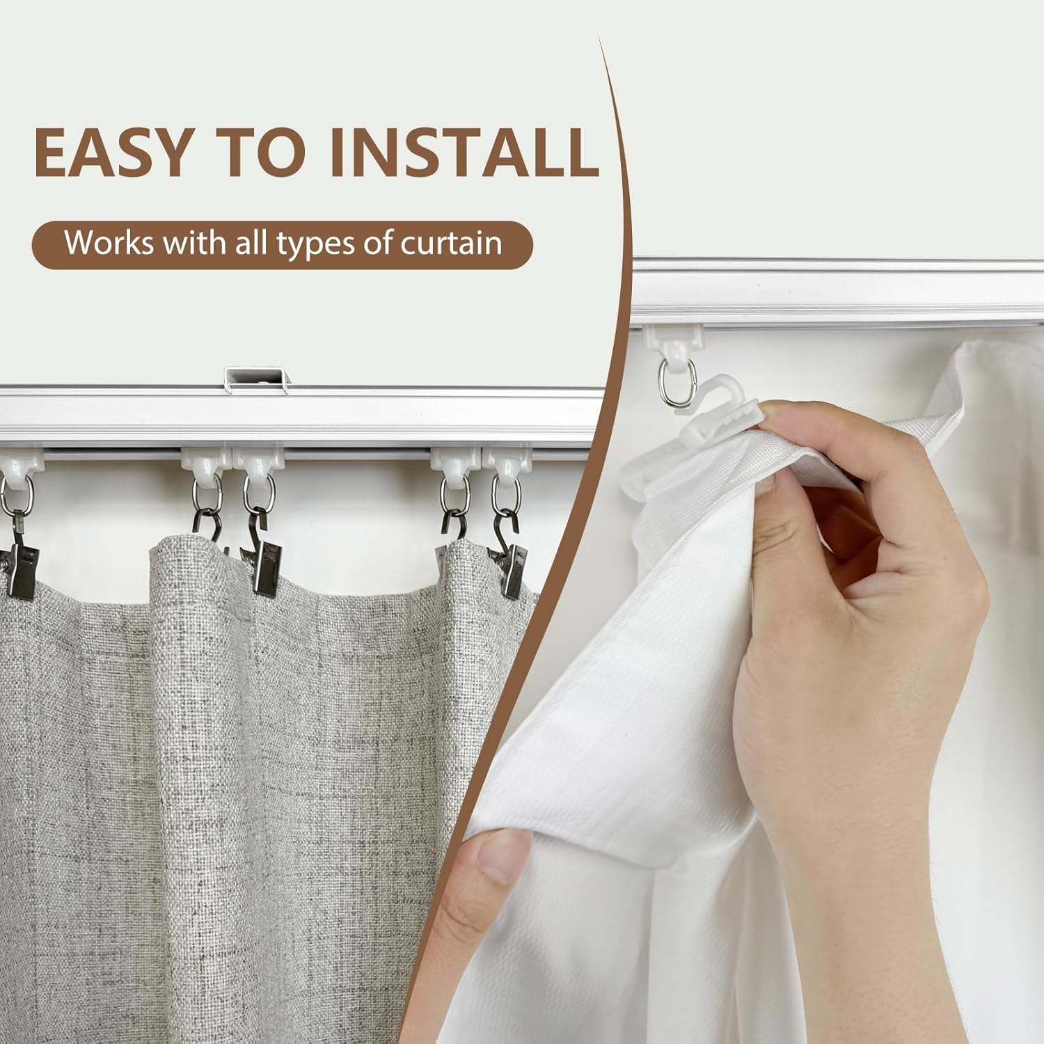 Curtain Tracks Ceiling Wall Mounted Heavy-Duty Curtains Rails Room Divider Curtain Track for Living Room Bedroom Room Shower Divider White 3ft To 12 ft