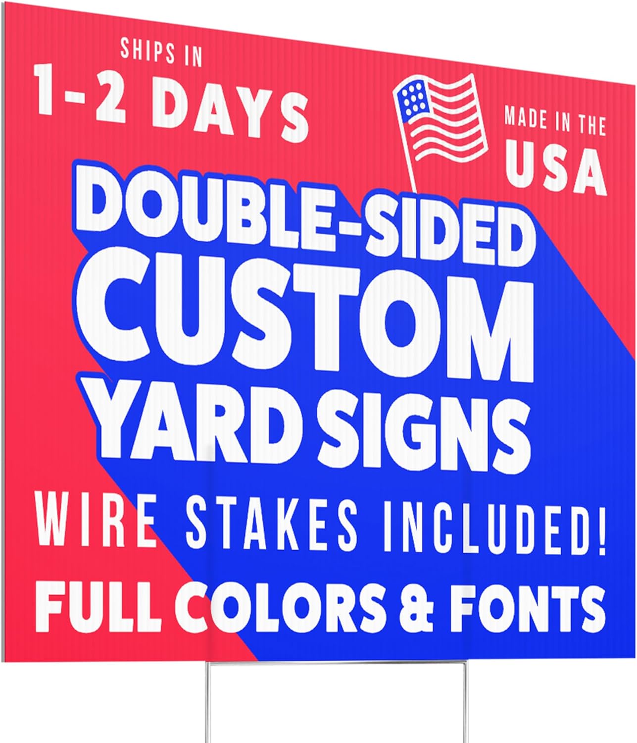 20 pack 12x18" Double Sided Customizable Outdoor Yard Sign made from Corrugated Plastic with Metal "H" Stake, Easy to Design, Sign for Business, Garage or Yard Sale, Home, Office, (12" x 18" - Qty 20)