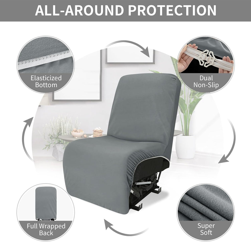 Easy-Going 100% Waterproof Recliner Cover Additional Seat Cover for Reclining Couch, Stretch Sofa Covers Washable Furniture Protector for Kids & Pets, 1 Seat, Light Gray