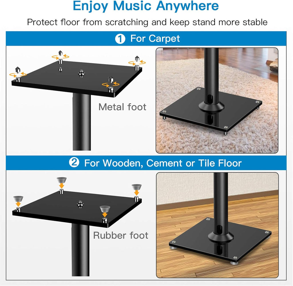 PERLESMITH Universal Floor Speaker Stands for Surround Sound up to 22LB, 27.56 Inch Bookshelf Speaker Stand for Klipsch, Polk, Yamaha & Other Large Satellite, Bookshelf Speakers, Studio Monitors,1 P