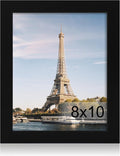 iRahmen 8x10 Picture Frame with HD Tempered Glass, Wood Photo Frames for Tabletop and Wall Mount (Black, 1 Pack)