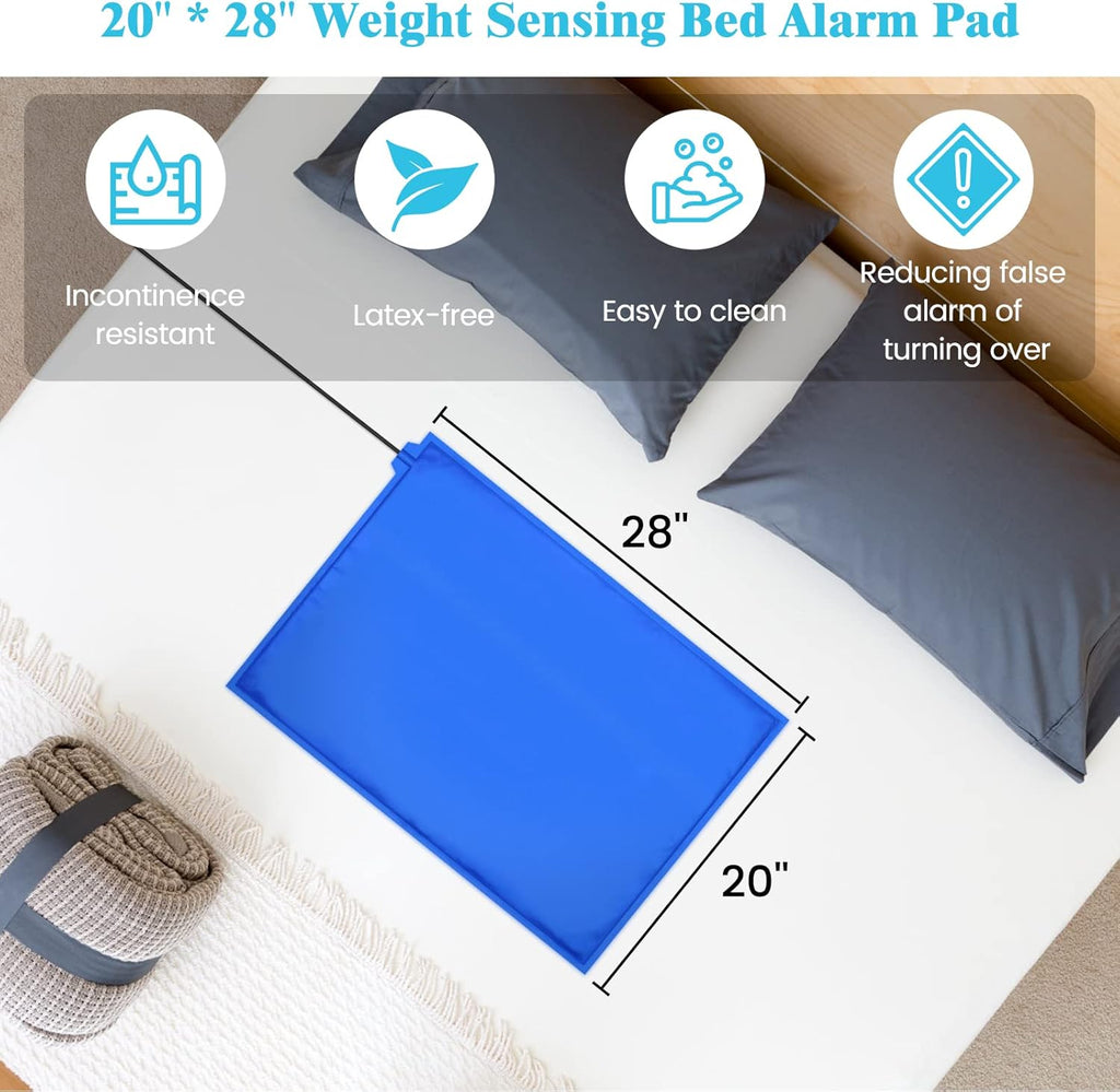 briidea Bed Alarms and Fall Prevention for Elderly with 20'' * 28'' Weight Sensing Bed Pad (Wireless Alarm Included)