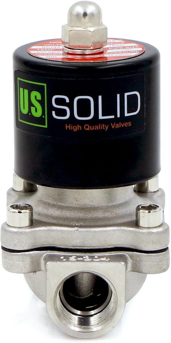 U.S. Solid Stainless Steel Electric Solenoid Valve 110VAC Normally Closed Air Water (1/2 Inch)