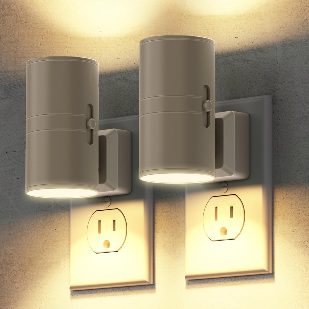 Briignite Night Lights Plug into Wall, Modern LED Night Light Plug in, Dusk to Dawn Sensor, Soft White 3000K, 0-100LM Adjustable Brightness, Dimmable NightLights for Hallway, Bedroom, Stairway, 2 Pack