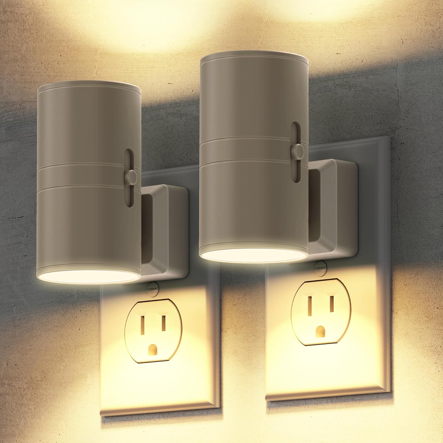 Briignite Night Lights Plug into Wall, Modern LED Night Light Plug in, Dusk to Dawn Sensor, Soft White 3000K, 0-100LM Adjustable Brightness, Dimmable NightLights for Hallway, Bedroom, Stairway, 2 Pack