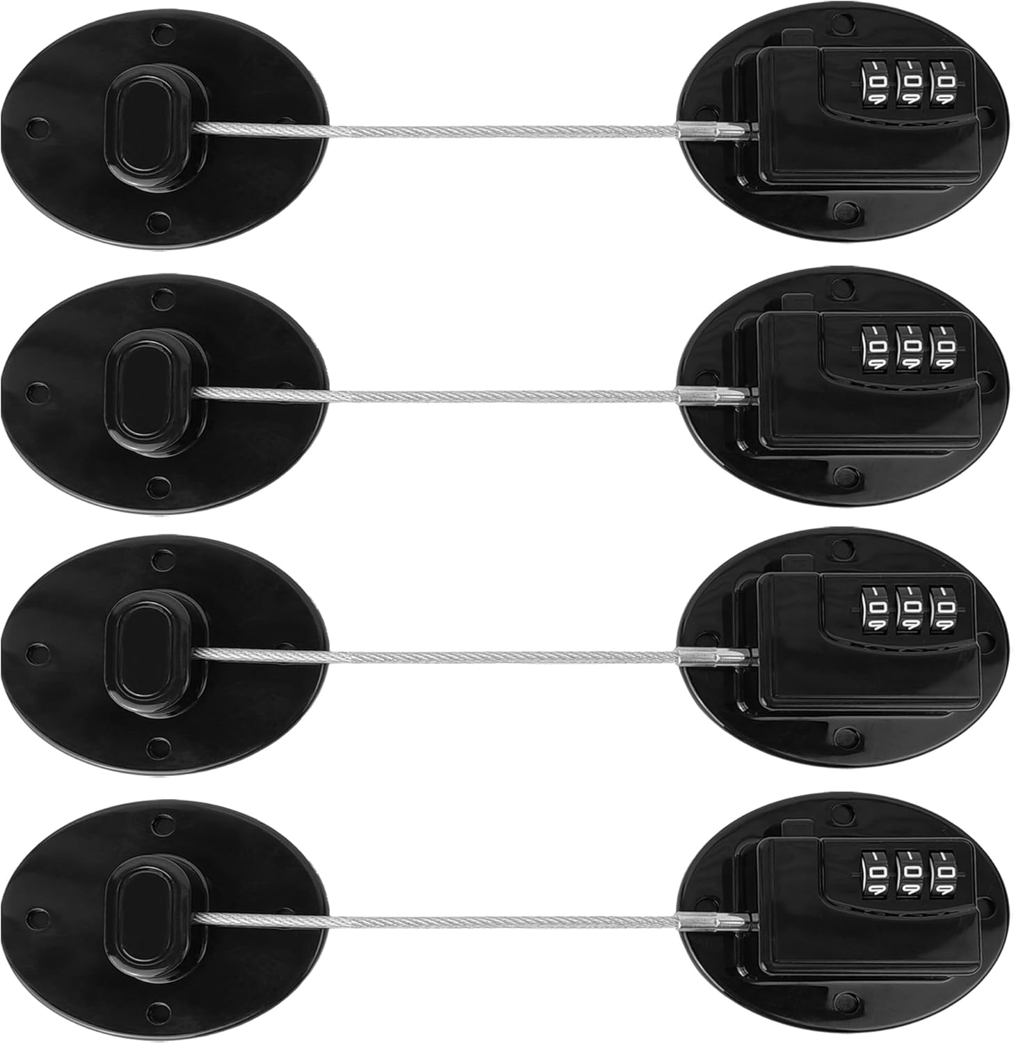 Fridge Lock Refrigerator Lock- Child Safety Cabinet Locks for Refrigerator, Freezer, Drawers & Cabinets - No Key Combination Lock, Adjustable & Reusable for Kids, Adults, Pets (Black 4Pack)