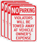 GicnKeuz Large No Parking Signs,14x10 Inches Violators Will Be Towed Away at Vehicle Owner's Expense Signs, Reflective Aluminum, Fade Resistant,Indoor or Outdoor Use (4-Pack)