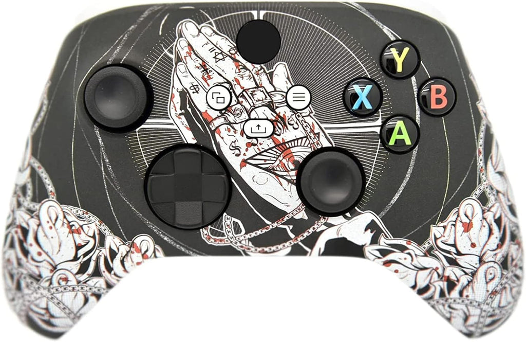 Hand Airbrushed Fade Custom Controller Compatible with Xbox Series X/S & Xbox One (Series X/S Bloody Forgiveness/White)