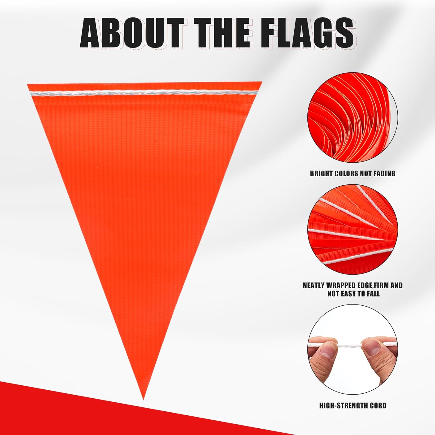 Safety Warning [Enhanced Density] Pennant Banner Flag Sign – 105FT OSHA High Visibility,11 * 7 Inches Colored Triangle Signs for Construction Zones, Roadwork, and Hazard Areas(ORANGE,80PCS,105FT)