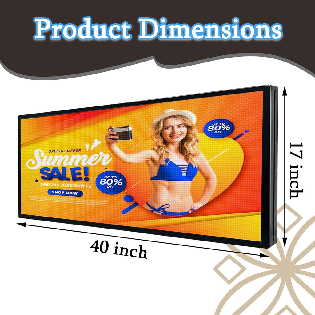 Outdoor Full Color Led Sign WIFI And USB Programmable Led Sign With High Resolution Scrolling Texts, Colorful images and videos LED Advertising Board For Shop (40‘’x17'')