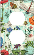 Dragonflies Flowers Butterfly 1 Gang Outlet Cover Outlet Light Switch Cover Decorative Single Duplex Wall Plate Cover For Home Living Bedroom Kitchen Decorative
