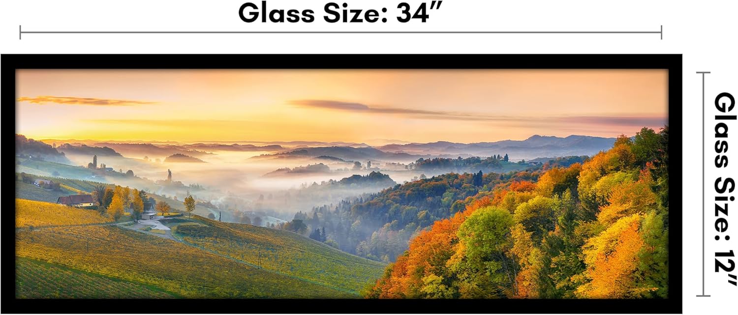 Americanflat 12x34 Poster Frame with Polished Plexiglass - Signature Collection - Gallery-Style Frames Made of Engineered Wood - Photo Frame for Wall Display - Black