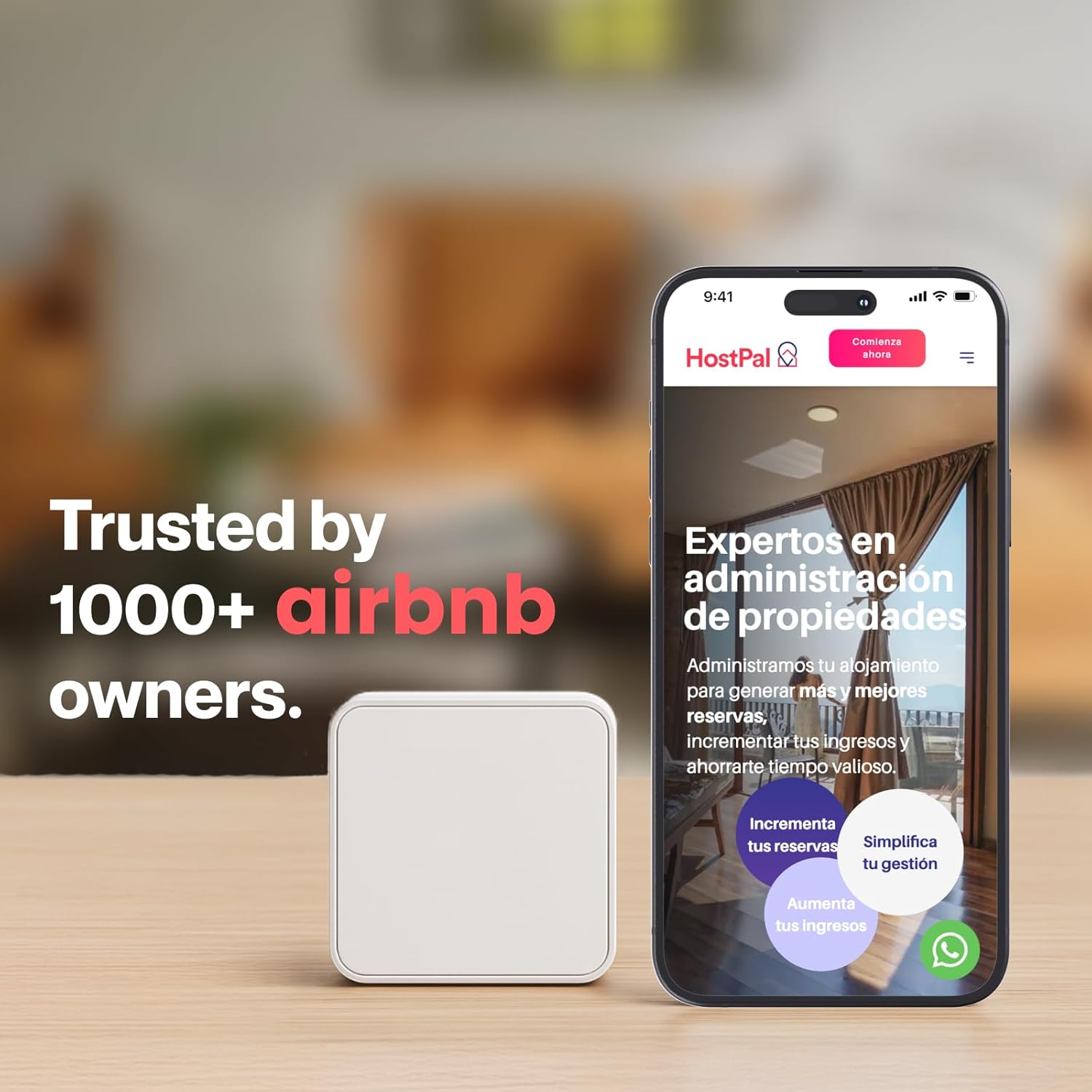 Smart Sensor for Air Quality Monitor, AC Control CO, WiFi Quality, Energy Savings Monitoring | Ideal for Airbnb, Homes & Offices | Tracks Temp, Humidity, Smoke, Noise & More