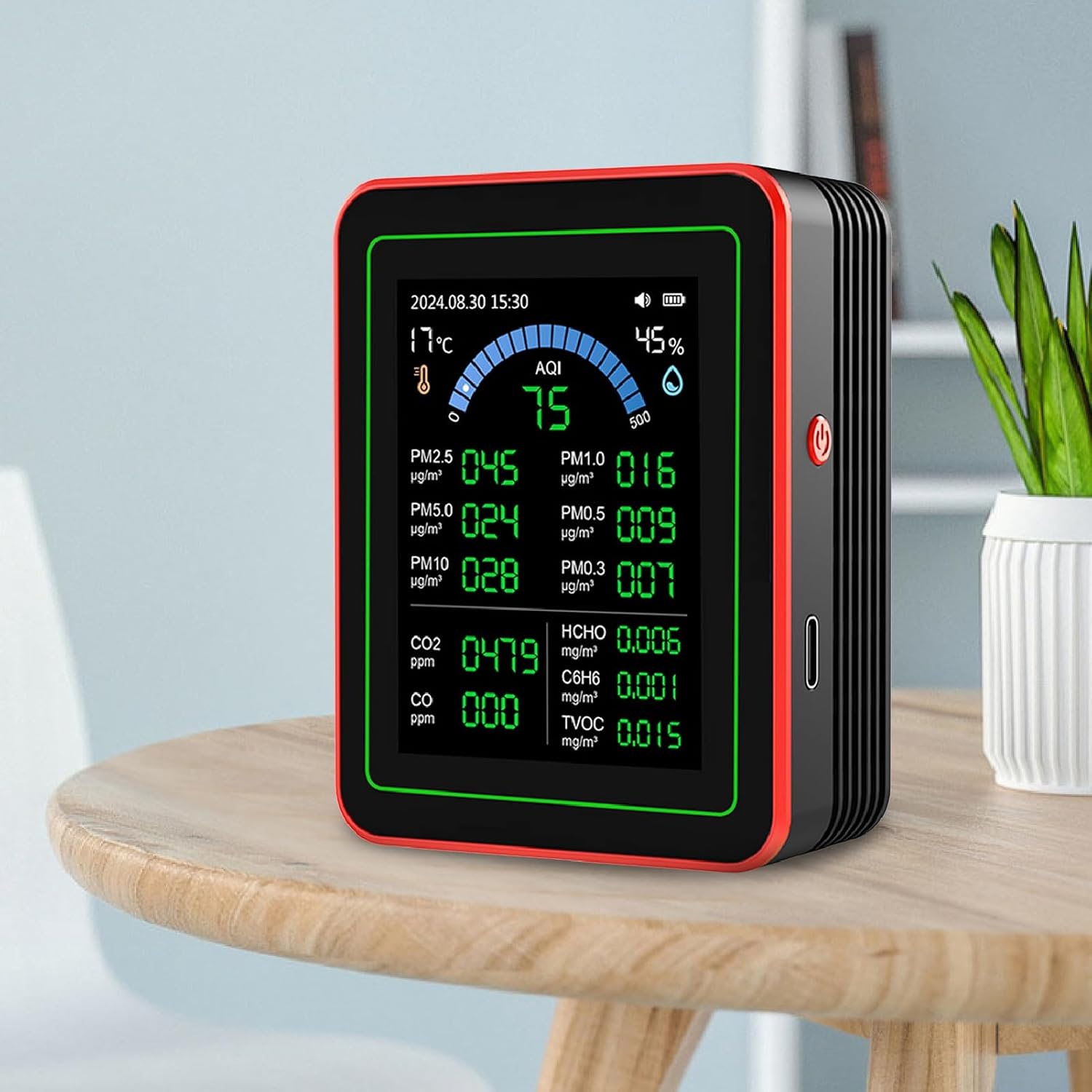 Marhynchus 18 in 1 Indoor Air Quality Monitor Air Quality Tester Air Quality Detector with CO2 TVOC HCHO PM2.5 PM10 Temp Humidity Sensor & Data Storage for Home Office