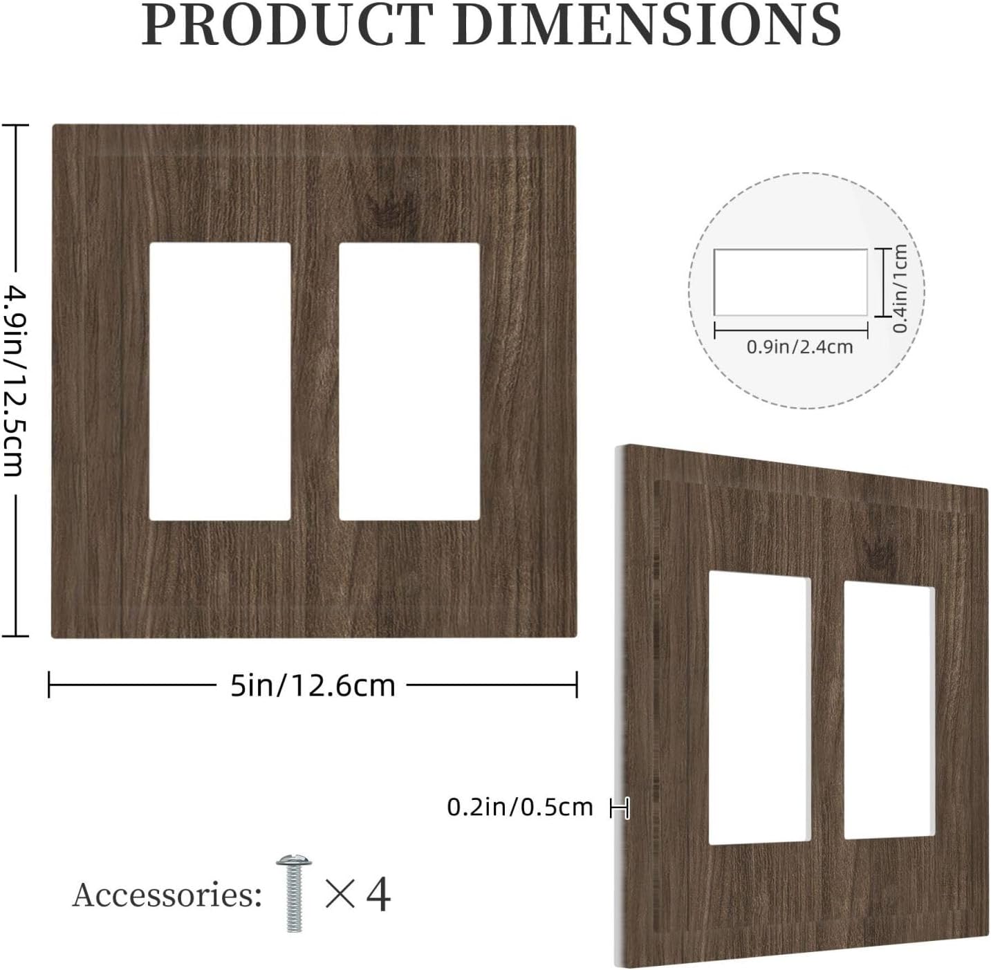 Decorative Outlet Covers Rustic Walnut Wood Grain 2 Gang Double Rocker Light Switch Cover Plate Electrical Switch Plate Cover Decorate GFCI Wall Plate for Farmhouse Cabin Decor