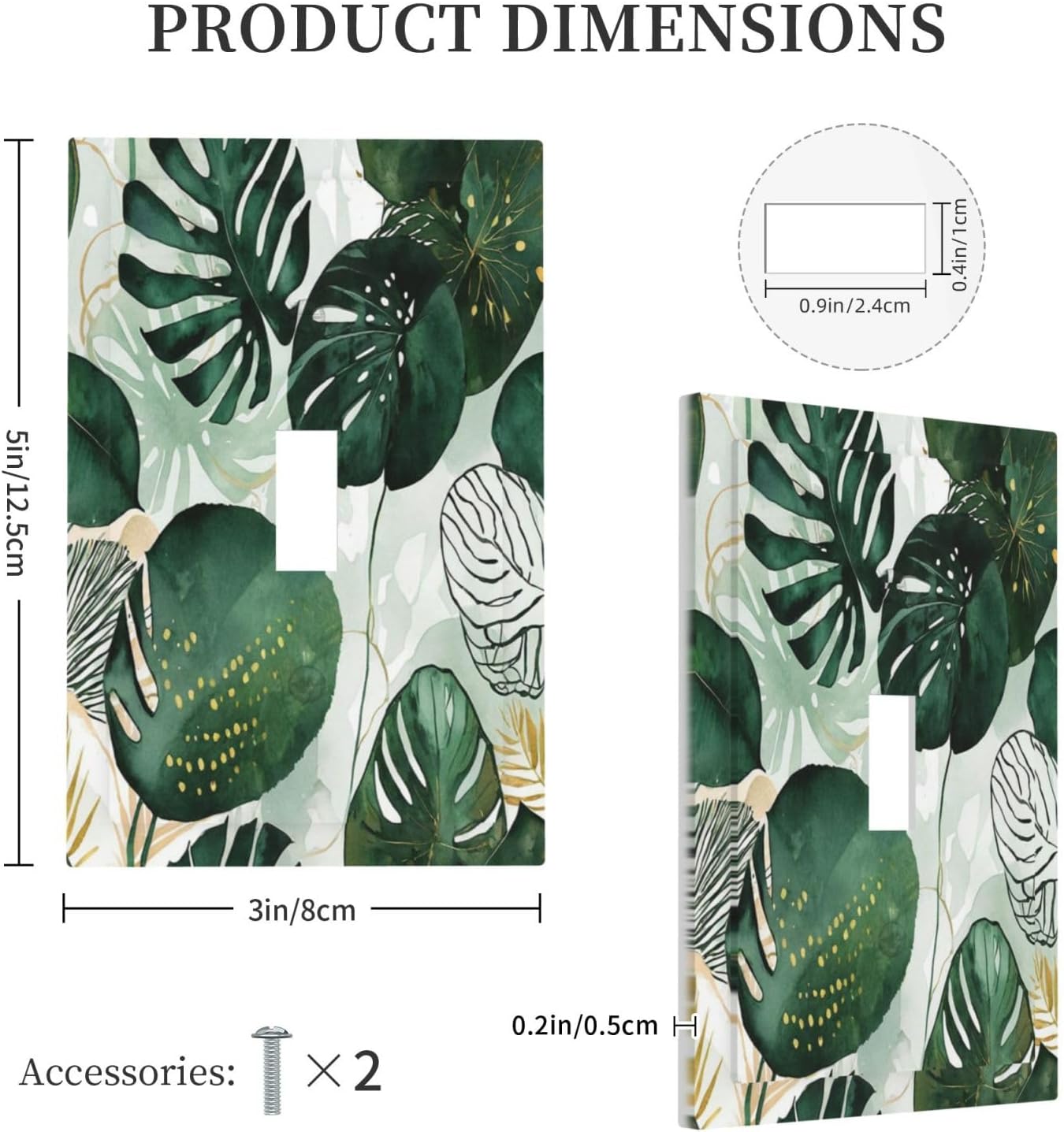 Decorative Light Switch Cover Boho Tropical Leaves 1 Gang Single Toggle Device Electrical Faceplate Switchplates Decorator Outlet Wall Plate for Bedroom Bathroom Decor