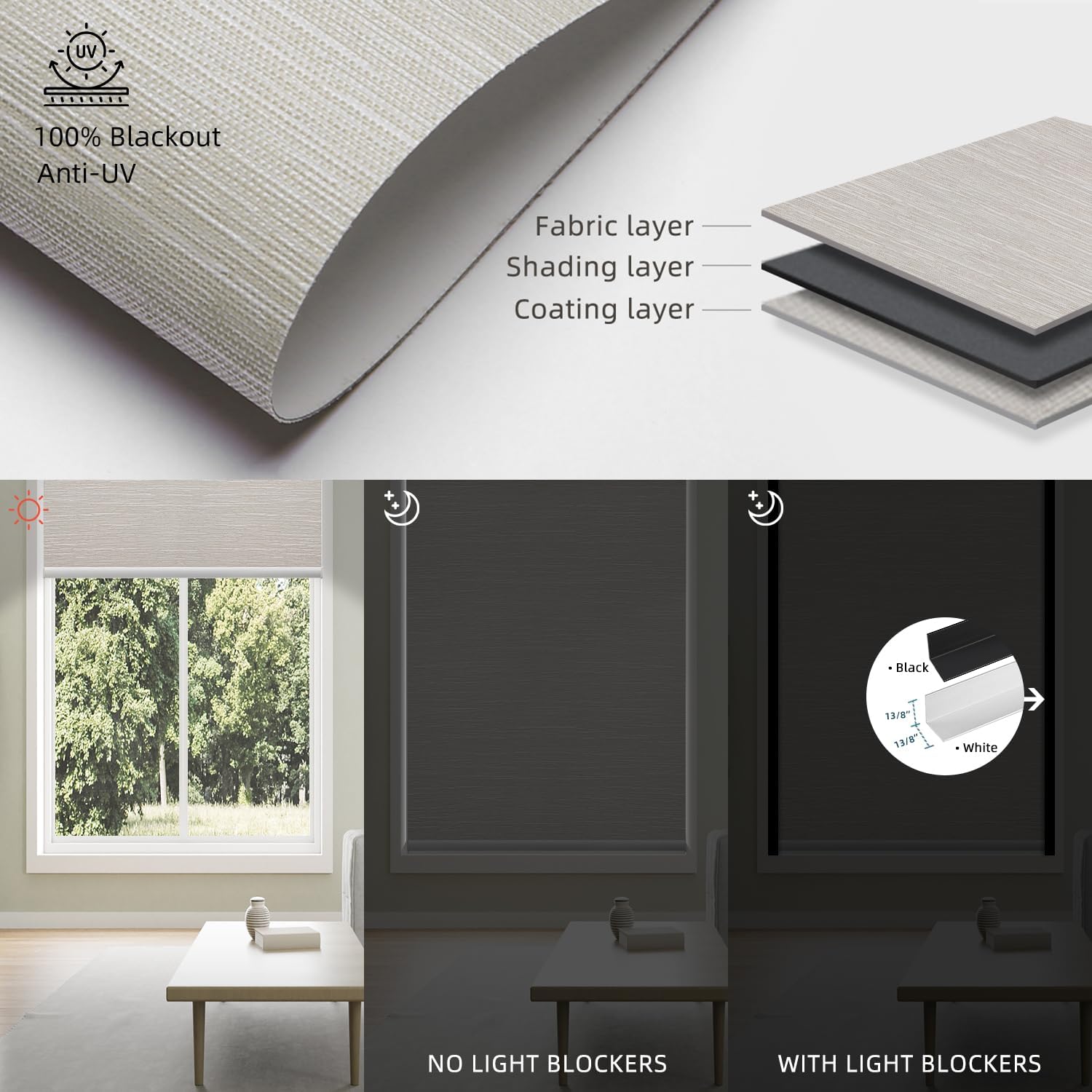 SmartWings Motorized 100% Blackout Shades Blinds, Custom Size, Cordless Window Shades with Rechargeable Battery, Work with Matter/Apple HomeKit, Alexa, Thread/Zigbee, Remote Optional, Essential Cream