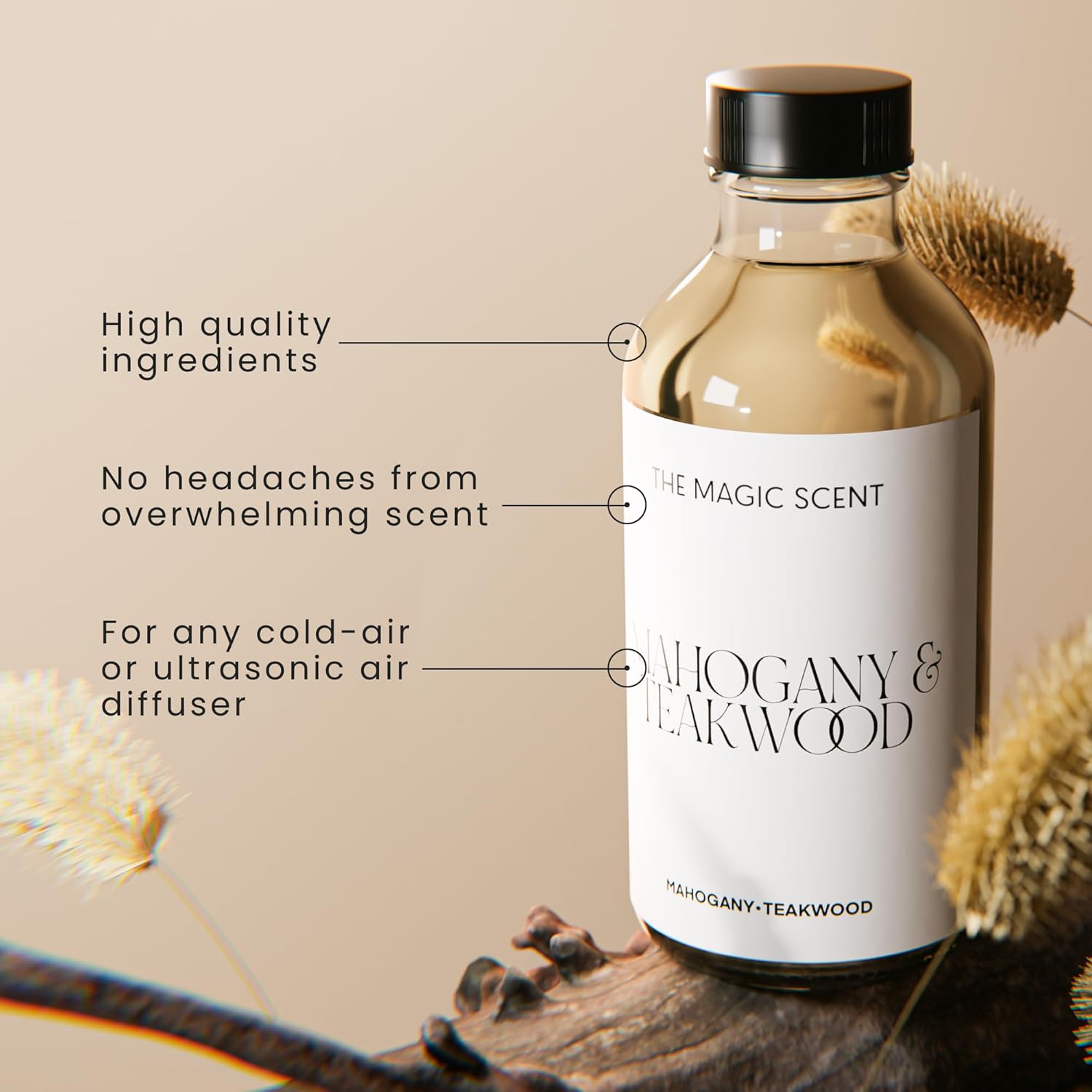The Magic Scent Mahogany & Teakwood Diffuser Oil - Hotel & Home Luxury Scents Inspired by Abercrombie & Fitch - Diffuser Oil Scents for Home Designed for Use in All Diffusers - 16.9 fl oz, 500 mL