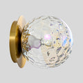 Modern Glass Globe Wall Sconce: Gold Spherical Sconces Light with Hammered Stained Glass Shade - Small Brass Vanity Single Ball Lights Fixture - Contemporary Wall Mounted Lamp for Bedroom Living Room
