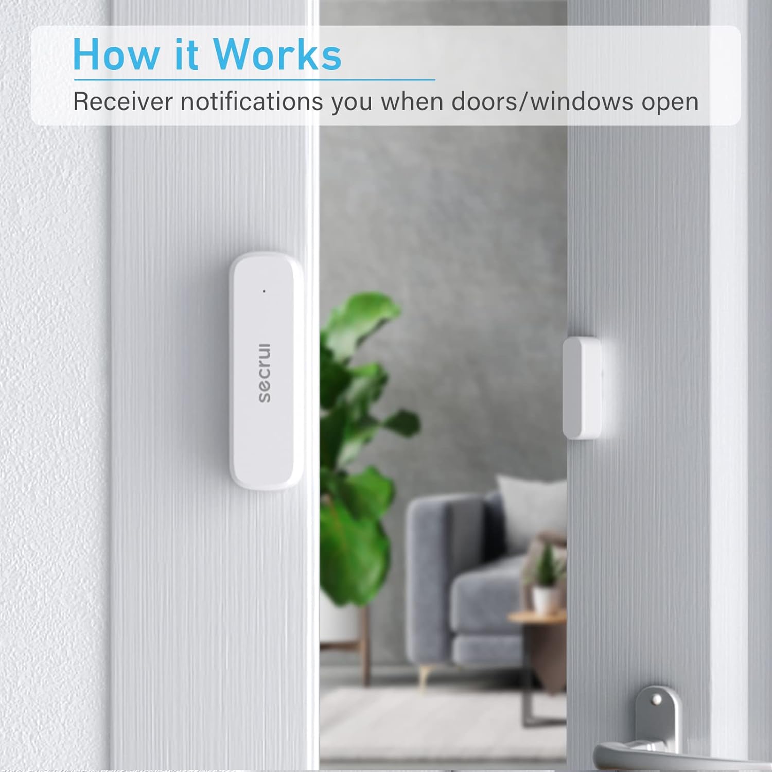 SECRUI Door Chime, Door Sensor Chime with Adjustable Volume, Easy Installation, 400ft Range, 52 Chimes, M508+D7 Door Open Chime for Business/Home When Entering,White