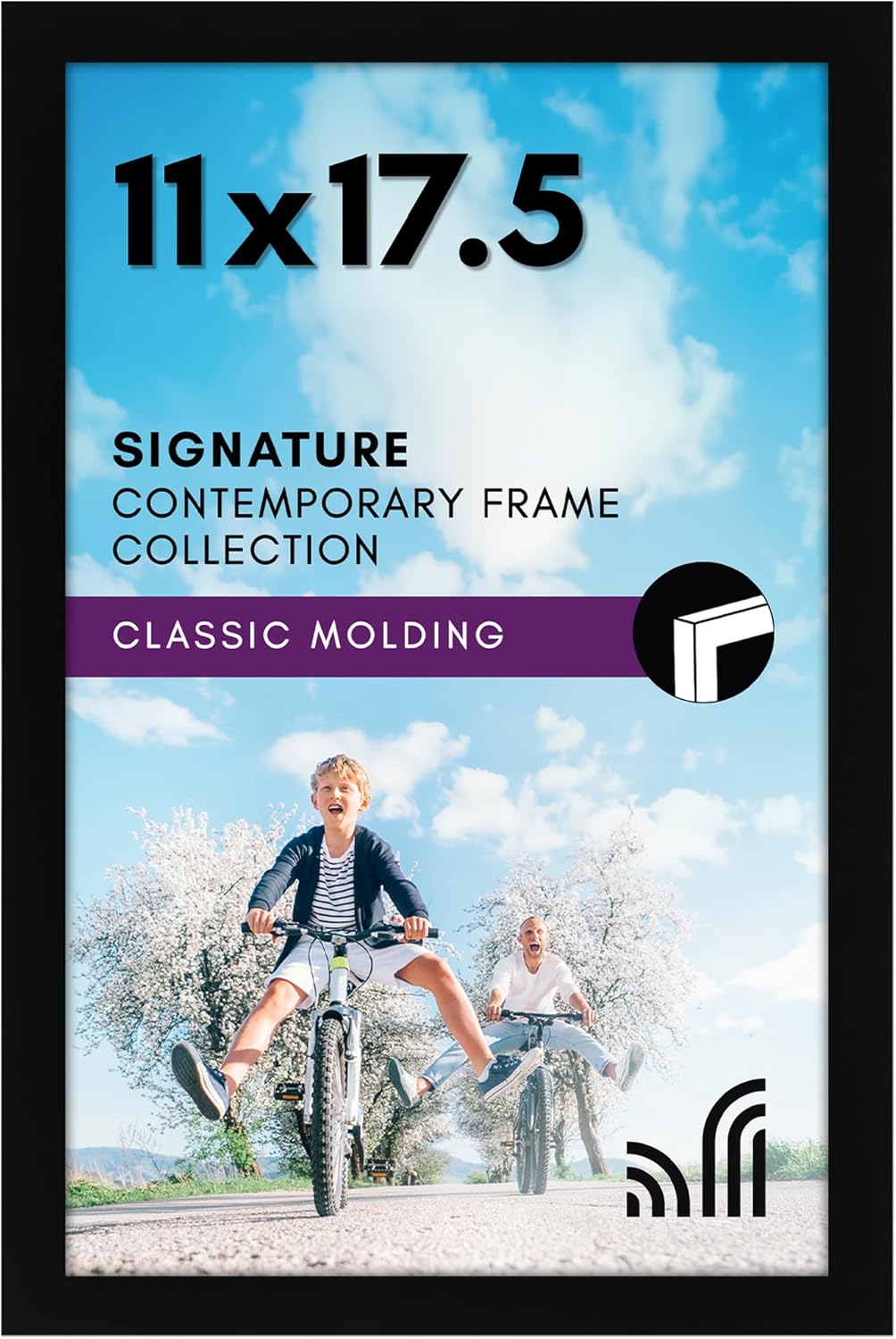 Americanflat 11x17.5 Picture Frame with Shatter-Resistant Glass - Signature Collection - Gallery-Style Frames Made of Engineered Wood - Photo Frame for Wall Display - Black