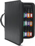 Zippered Key Case Organizer with Handle, Waterproof and Fireproof Key Binder with 54 Hooks and Tags Portable Key Storage Book for Offices Real Estate Agencies Hotels and Rental Management