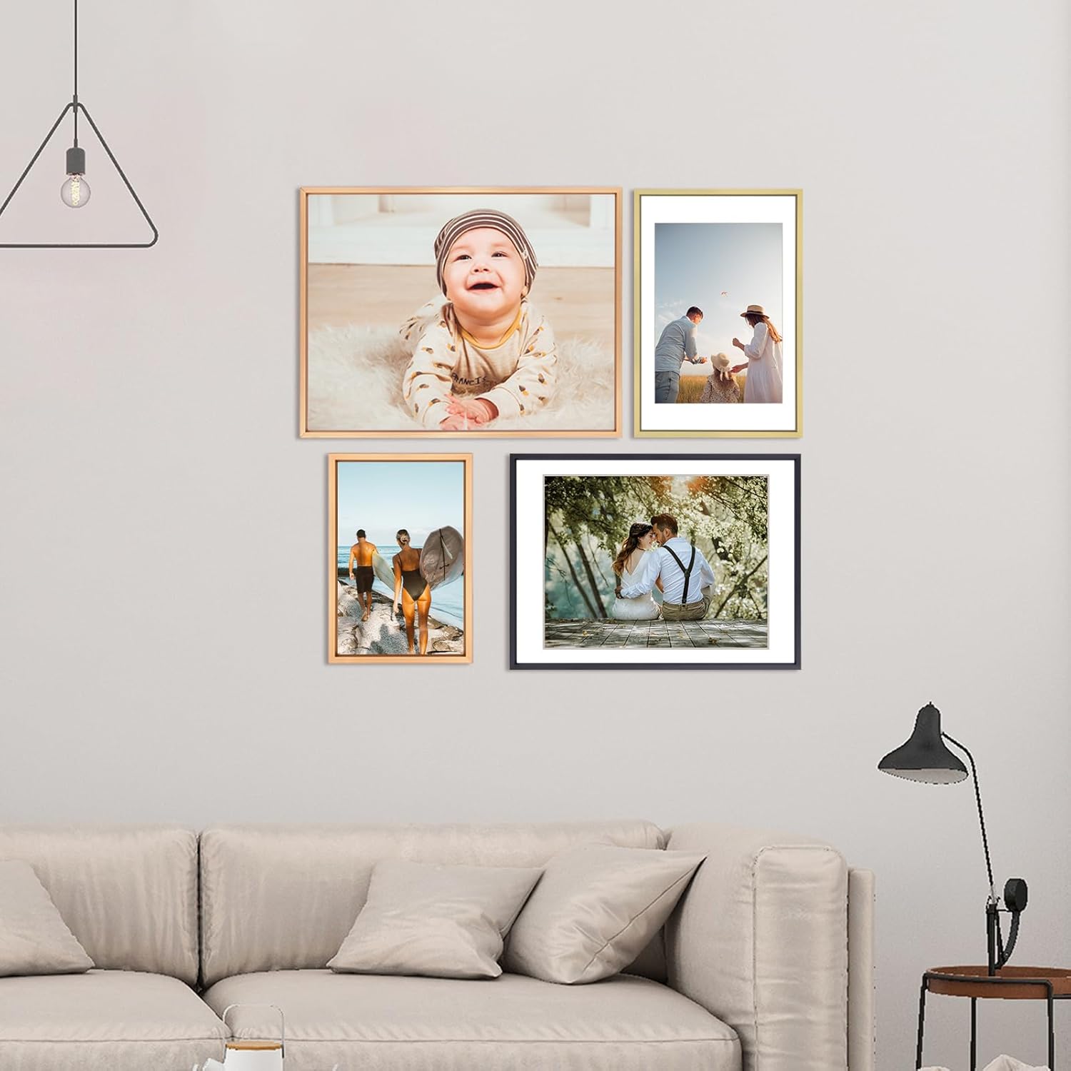 8x11 Picture Frame, Brass Aluminum Metal Photo Frames with HD Glass, Fits 7x9 with Mat or 8 x 11 without Mat, Display for Wall and Table